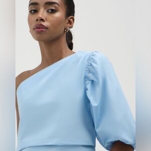 French connection, one shoulder, baby blue top size 12